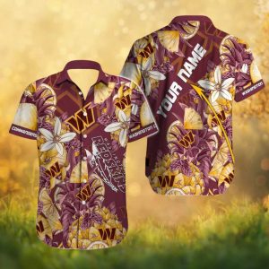 Washington Commanders Custom Name Pineapple Floral Maroon Hawaiian Shirt