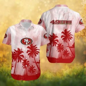 San Francisco 49ers Red Mist Palm Tree Horizon Hawaiian Shirt