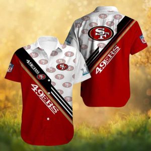 San Francisco 49ers Split Color Logo Pattern Baseball Jersey Style Hawaiian Shirt