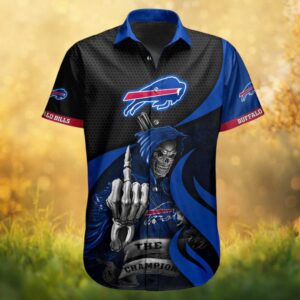 Buffalo Bills “The Champion” Grim Reaper Reaper Middle Finger Hawaiian Shirt
