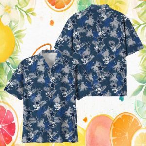 Dallas Cowboys Tropical Star & Palm Leaf Navy Blue Hawaiian Shirt Dallas Cowboys Tropical Star & Palm Leaf Navy Blue Hawaiian Shirt