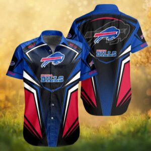 Buffalo Bills Cyber Racing Tech Graphic Red & Blue Team Hawaiian Shirt