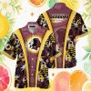 Washington Commanders Burgundy & Gold Floral Leaf NFL Hawaiian Shirt Washington Commanders Burgundy & Gold Floral Leaf NFL Hawaiian Shirt