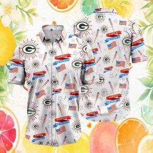 Green Bay Packers Happy 4th of July Independence Day Fireworks Hawaiian Shirt Green Bay Packers Happy 4th of July Independence Day Fireworks Hawaiian Shirt