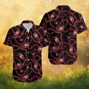 49ers Luxury Chain Link & Logo Pattern Black Fashion Hawaiian Shirt