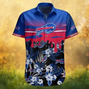 Buffalo Bills Dripping Paint Effect Floral Hawaiian Shirt Modern NFL Streetwear
