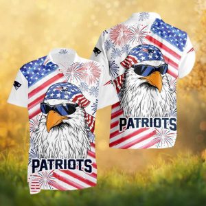 New England Patriots Patriotic Eagle USA Flag Fireworks Hawaiian Shirt