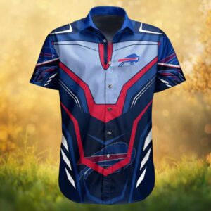 Buffalo Bills Armor Shield Geometric Graphic Button Up Hawaiian Shirt