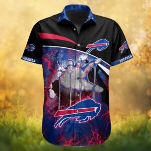 Buffalo Bills Master of Puppets Heavy Metal Style Button Down Hawaiian Shirt