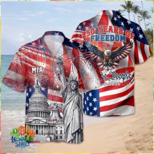 250 Years of Freedom Statue of Liberty & Capitol Building Commemorative Hawaiian Shirt