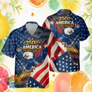 250th America 1776 2026 Screaming Eagle Flag Hawaiian Shirt