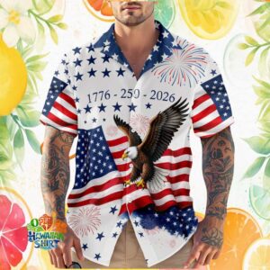 America 250 Years Semiquincentennial 1776 2026 Soaring Eagle Hawaiian Shirt