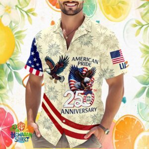 American Pride 250th Anniversary Fireworks and Eagle Summer Beach Hawaiian Shirt