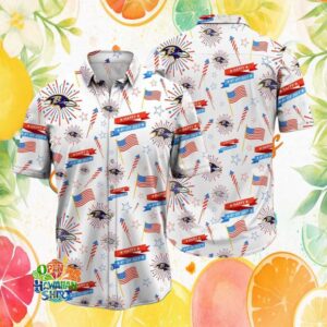 Baltimore Ravens 4th of July Patriotic Fireworks Summer Hawaiian Shirt
