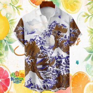 Baltimore Ravens Great Wave Off Kanagawa Japanese Art Hawaiian Shirt