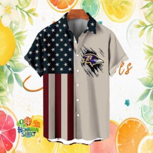 Baltimore Ravens USA Flag American Patriot NFL Hawaiian Shirt