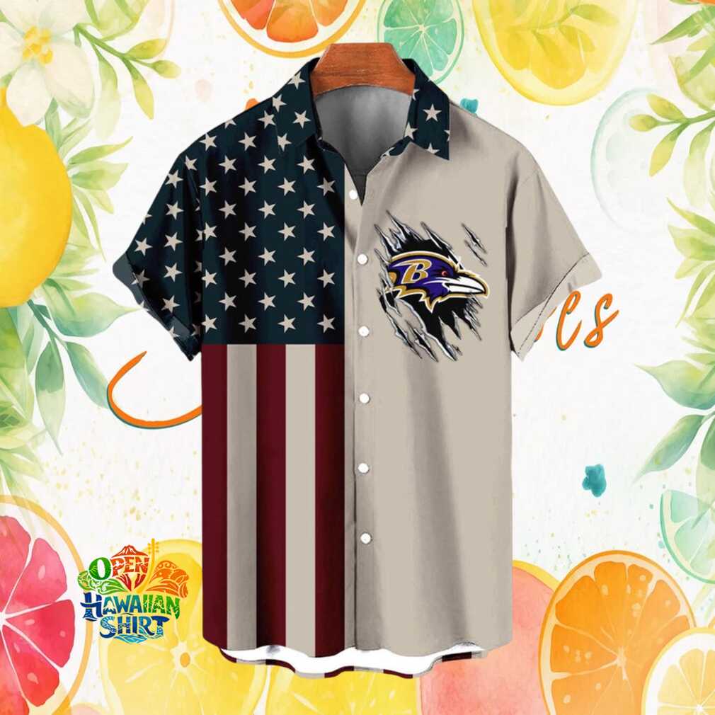 Baltimore Ravens USA Flag American Patriot NFL Hawaiian Shirt Baltimore Ravens USA Flag American Patriot NFL Hawaiian Shirt