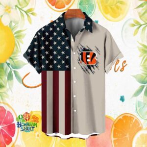Cincinnati Bengals American Flag Patriotic USA Logo Button Up Hawaiian Shirt