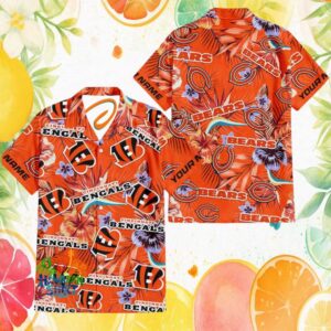 Cincinnati Bengals Hibiscus Floral Pattern Orange Summer Hawaiian Shirt