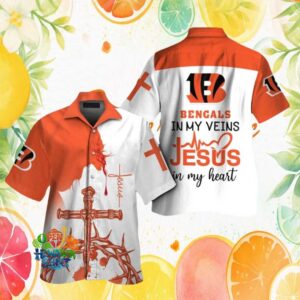 Cincinnati Bengals Jesus In My Heart Religious NFL Graphic Hawaiian Shirt