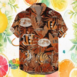 Cincinnati Bengals NFL Exotic Tiger & Leaf Tropical Hawaiian Shirt