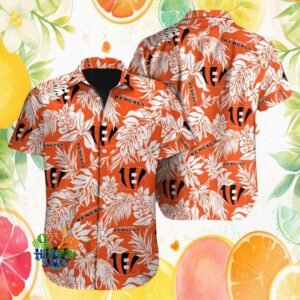 Cincinnati Bengals Orange Tropical Hibiscus Leaf NFL Hawaiian Shirt