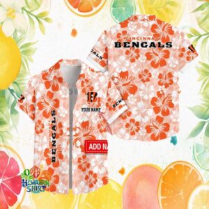 Cincinnati Bengals Personalized Peach Floral Tropical Hawaiian Shirt
