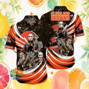 Cleveland Browns Horror Movie Legends Slasher Mashup NFL Graphic Hawaiian Shirt