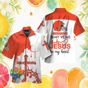 Cleveland Browns Jesus In My Heart Faith Based NFL Football Hawaiian Shirt