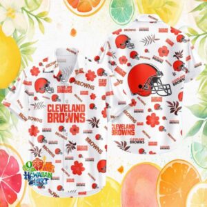 Cleveland Browns NFL Tropical Floral White Hawaiian Shirt
