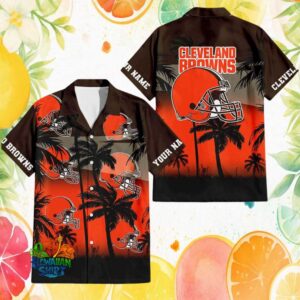 Cleveland Browns Personalized Sunset Palm Tree Hawaiian Shirt