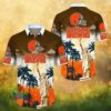 Cleveland Browns Sunset Palm Tree Silhouette Vintage Style Hawaiian Shirt Cleveland Browns Sunset Palm Tree Silhouette Vintage Style Hawaiian Shirt