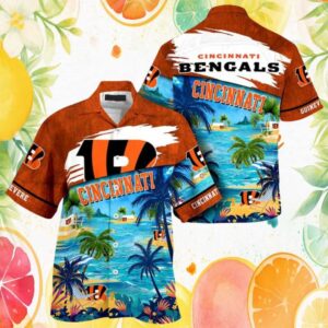 Custom Name Cincinnati Bengals NFL Tropical Sunset Hawaiian Shirt