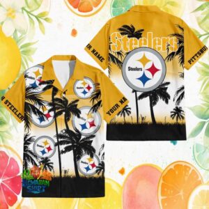 Custom Name Pittsburgh S Hawaiian Shirtlers Tropical Hawaiian Shirt Sunset Palm Tree NFL Fan Apparel