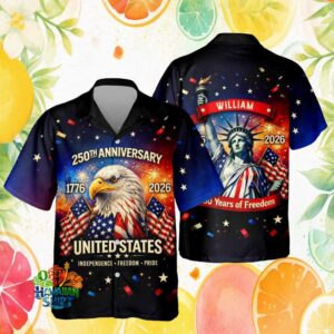 Custom Name USA 250th Anniversary Liberty & Eagle Independence Day Hawaiian Shirt
