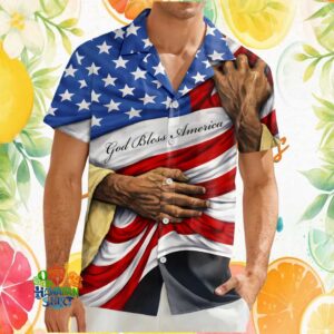 God Bless America Jesus Holding US Flag Patriotic Religious Hawaiian Shirt