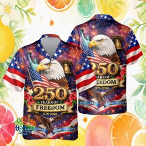 Land of the Free 250 Years of Freedom Statue of Liberty Patriotic Hawaiian Shirt