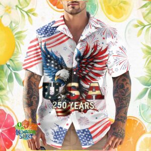 Majestic American Eagle 250 Years USA Flag Patriotic Hawaiian Shirt