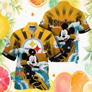 Mickey Mouse Surfing Pittsburgh S Hawaiian Shirtlers NFL Gold Sunset Hawaiian Shirt