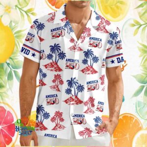 Personalized America 250 Years Anniversary Tropical Palm Tree Hawaiian Shirt