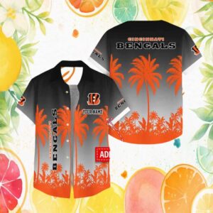 Personalized Cincinnati Bengals Sunset Palm Tree NFL Hawaiian Shirt