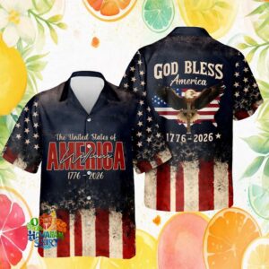 Personalized God Bless America 1776 2026 Eagle Cross Patriotic Hawaiian Shirt