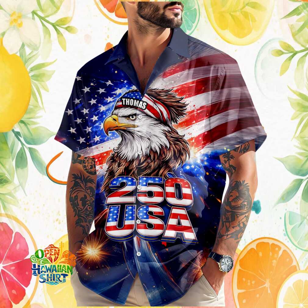 Personalized Thomas Name 250 USA Patriotic Eagle Flag Hawaiian Shirt Personalized Thomas Name 250 USA Patriotic Eagle Flag Hawaiian Shirt