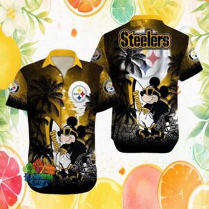 Pittsburgh S Hawaiian Shirtlers NFL Mickey Mouse Surfing Beach Night Hawaiian Shirt