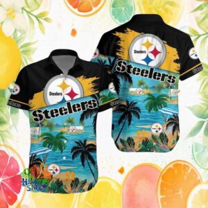 Pittsburgh S Hawaiian Shirtlers NFL Tropical Night Beach Floral Hawaiian Shirt
