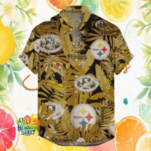 Pittsburgh S Hawaiian Shirtlers NFL Vintage Gold Leaf Tropical Hawaiian Shirt