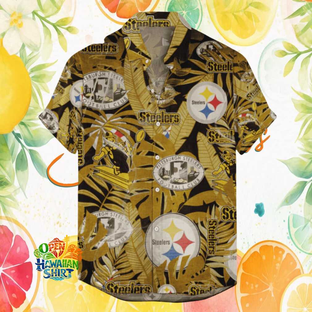 Pittsburgh S Hawaiian Shirtlers NFL Vintage Gold Leaf Tropical Hawaiian Shirt Pittsburgh S Hawaiian Shirtlers NFL Vintage Gold Leaf Tropical Hawaiian Shirt