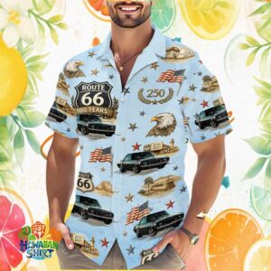 Route 66 100th Anniversary Custom Black Muscle Car Hawaiian Shirt