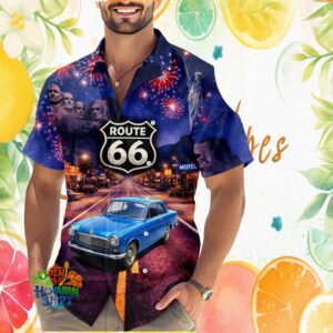 Route 66 Centennial 100 Years & America 250th Celebration Night Road Hawaiian Shirt