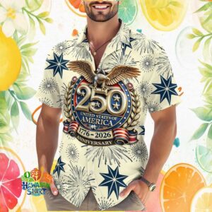 USA 250th Anniversary 1776 2026 Eagle & Fireworks Patriotic Hawaiian Shirt